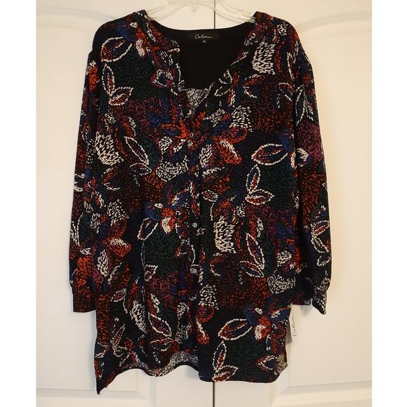 Calessa Colorful Button Down Blouse Shirt XL NEW Lightweight - Picture 1 of 5